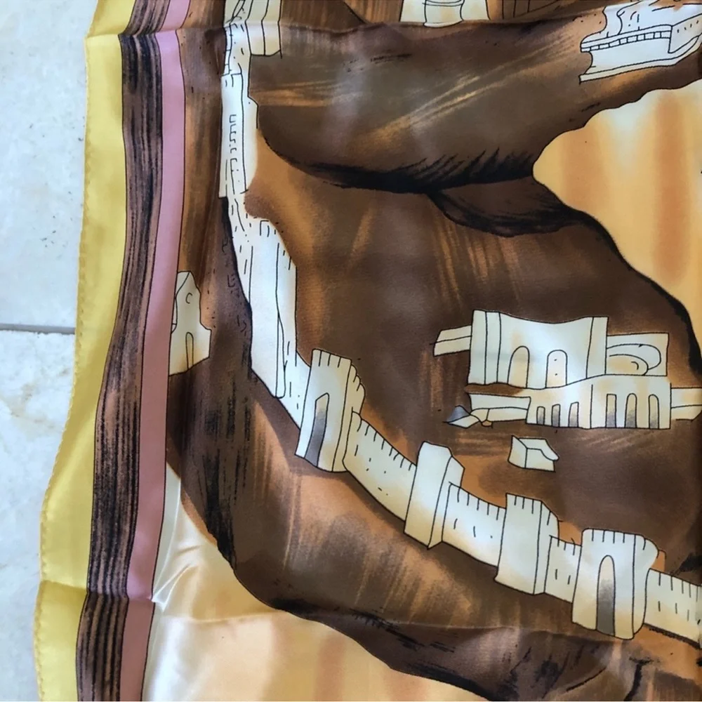 Ancient Rome Vintage Tan Silk Scarf